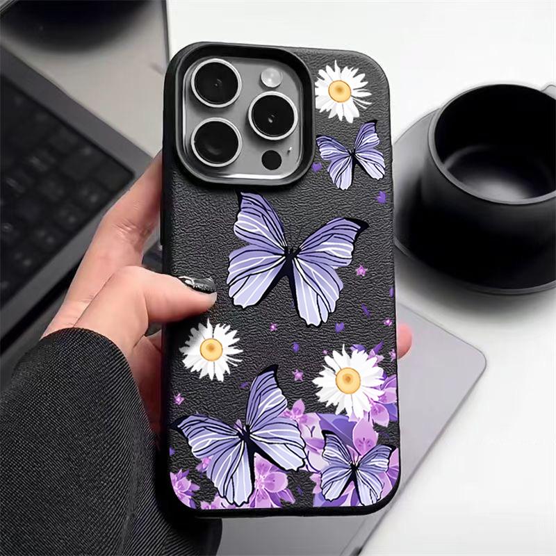 Cartoon Butterfly Flower Case For iPhone 16 Pro Max 15 14 13 12 11 Shockproof Slim Soft Silicone Case Cover