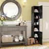 Bathroom Column Cabinet, 2 Cupboards, Adjustable Shelves, 2 Niches, 30 x 30 x 181.5 cm, Black