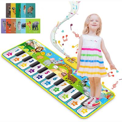 Tapetes musicais para bebês com 42 sons musicais, teclado de piano infantil, tapete de dança, cobertor de animais, tapete de toque, brinquedos de educação infantil para crianças