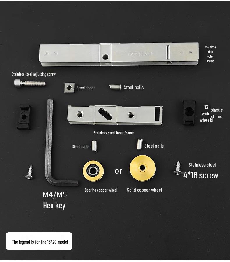 Roti Inferioare și Șină din Aliaj de Aluminiu pentru Uși UPVC, pentru Uși și Ferestre Culisante din Sticlă