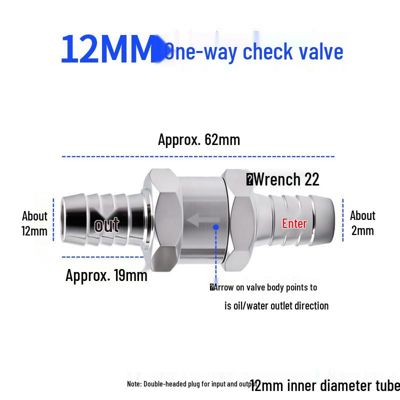 High-Temperature Resistant Aluminum Fuel Check Valve: One-Way Barbed Quick-Connect for Gasoline and Diesel