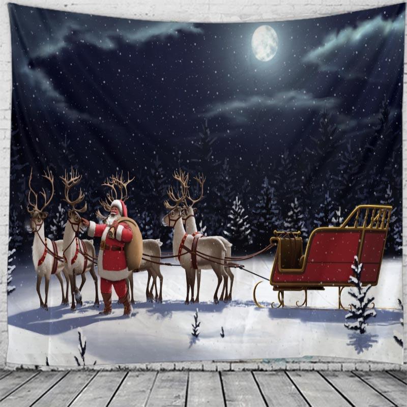Home Decor Tapeçaria De Natal Wall Hanging Christmas Snow Christmas Tree Printing Christmas Tapestry Wall Decor Backdrop Fabric