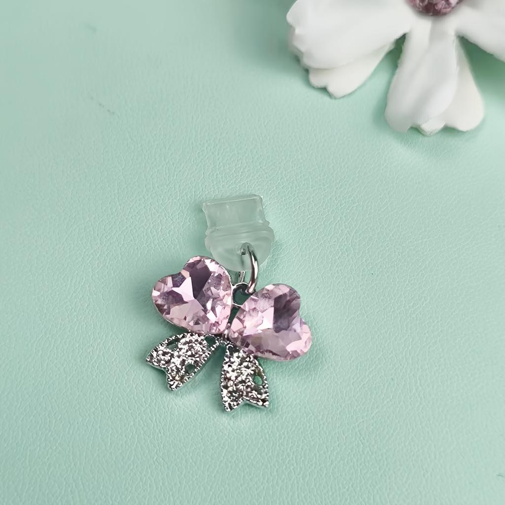 1pc Sparkling Rhinestone Butterfly Dust Plug, Aluminum Alloy Anti-Dust Cap for Type-C & IPhone Ports