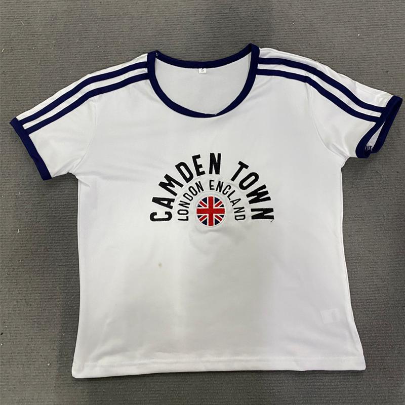 

Европейские и американские женские летние футболки с вышивкой Y2K L белый