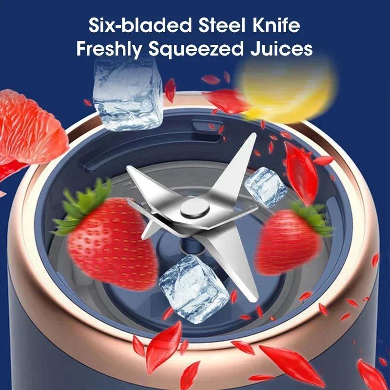 Tragbarer elektrischer Entsafterbecher, 400 ml, kabelloser Obstmixer, wiederaufladbarer automatischer Smoothie-Mixer, Küchen-Entsafter