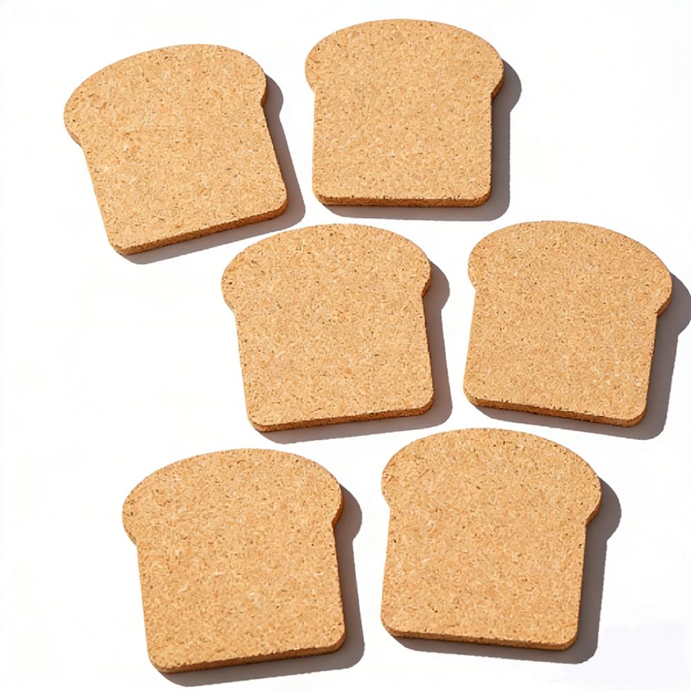 6 Pack Cork Trivet, Bread-shaped Insulation Pads Coasters Set Heat Resistant Hot Mat for Kitchen, Table, Countertops