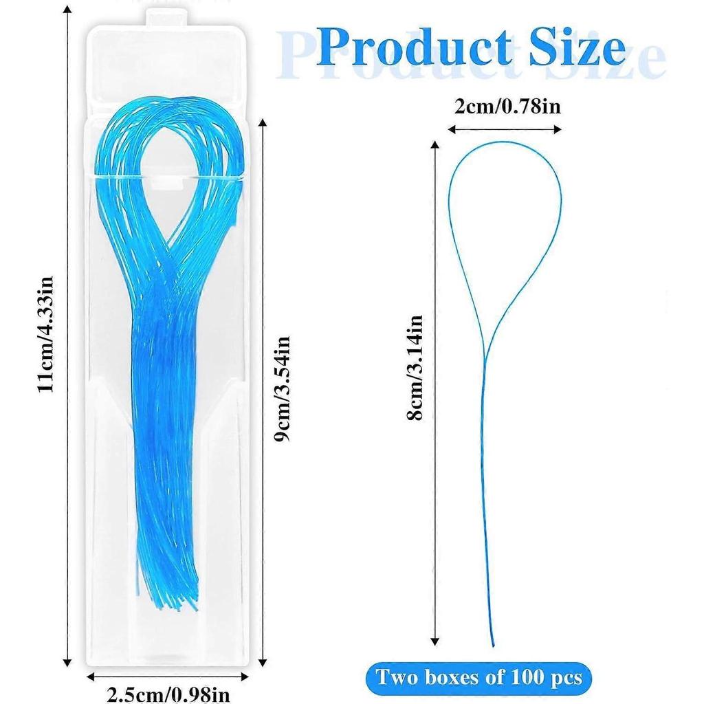 100 PCS Floss Threaders Deep Clean Dental Floss Threader for Braces Bridges and Implants Multifunctional Floss Aids Nylon Loop Design (Pack of 2 Blue)