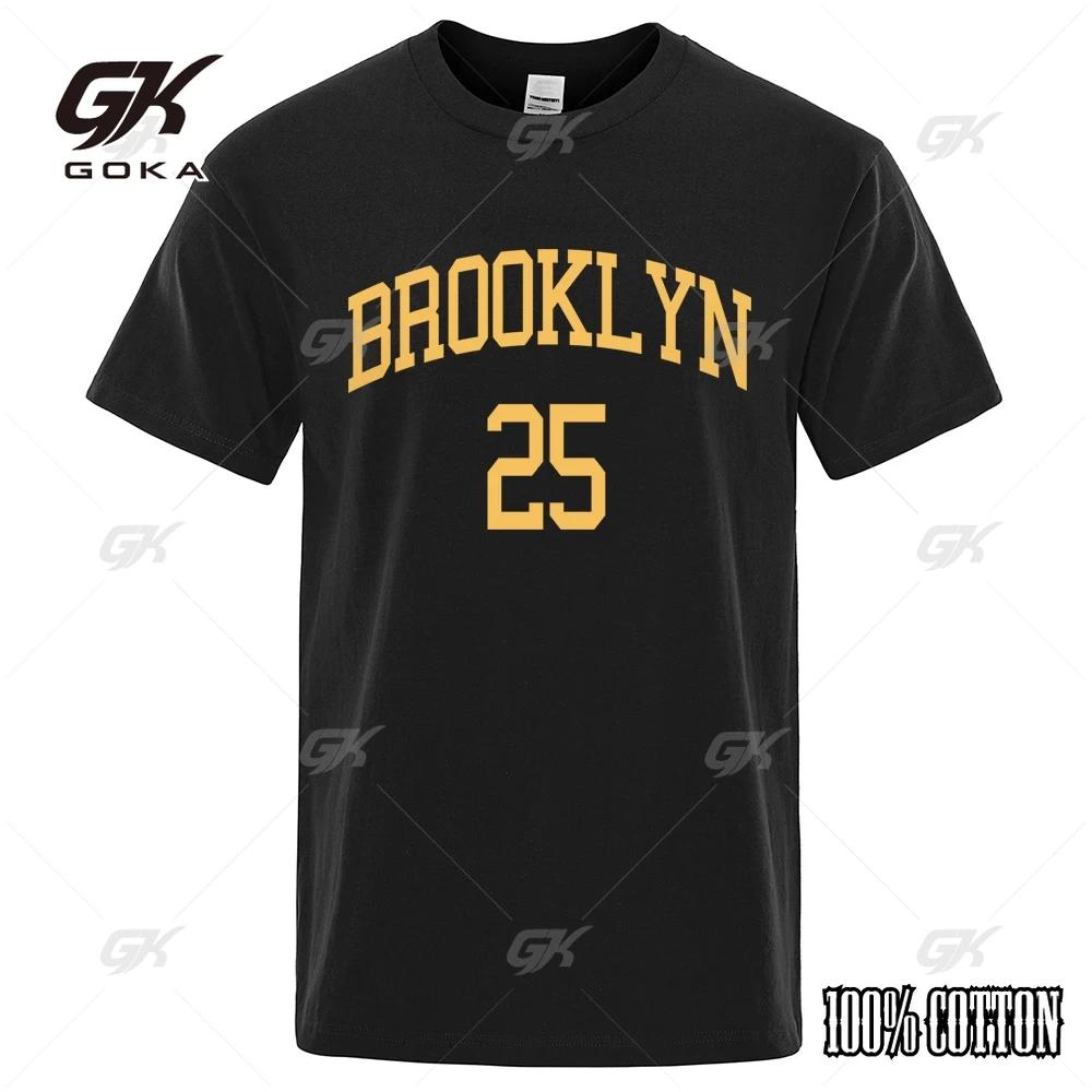 Brooklyn 25 City Yellow Letter Luxury T Shirts Men Casual Breathable Tshirts Fashion ONeck Shirts Cotton Short Sleeve S