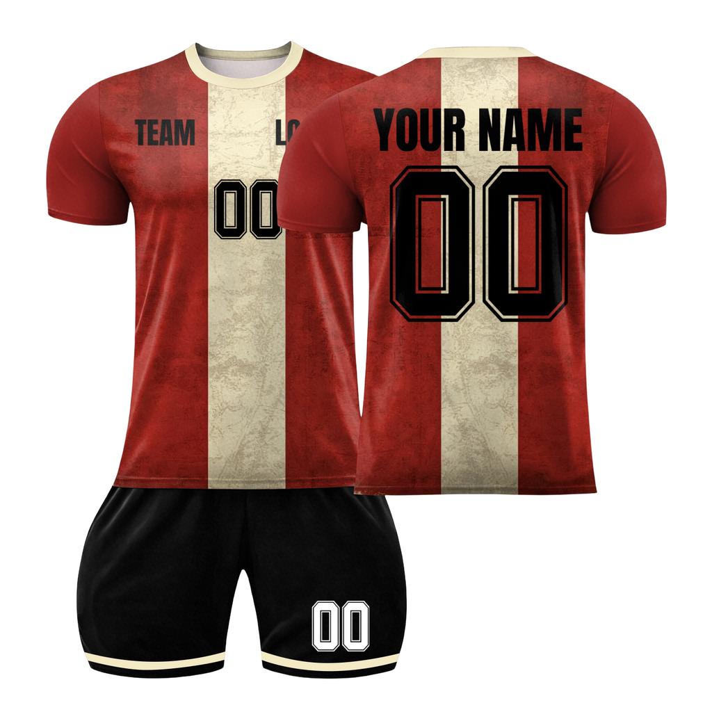Men's Short Sleeve Sports Jersey Set Mesh Fabric Lightweight Breathable Soccer Uniform Shirt and Shorts Two Piece Athletic Outfit