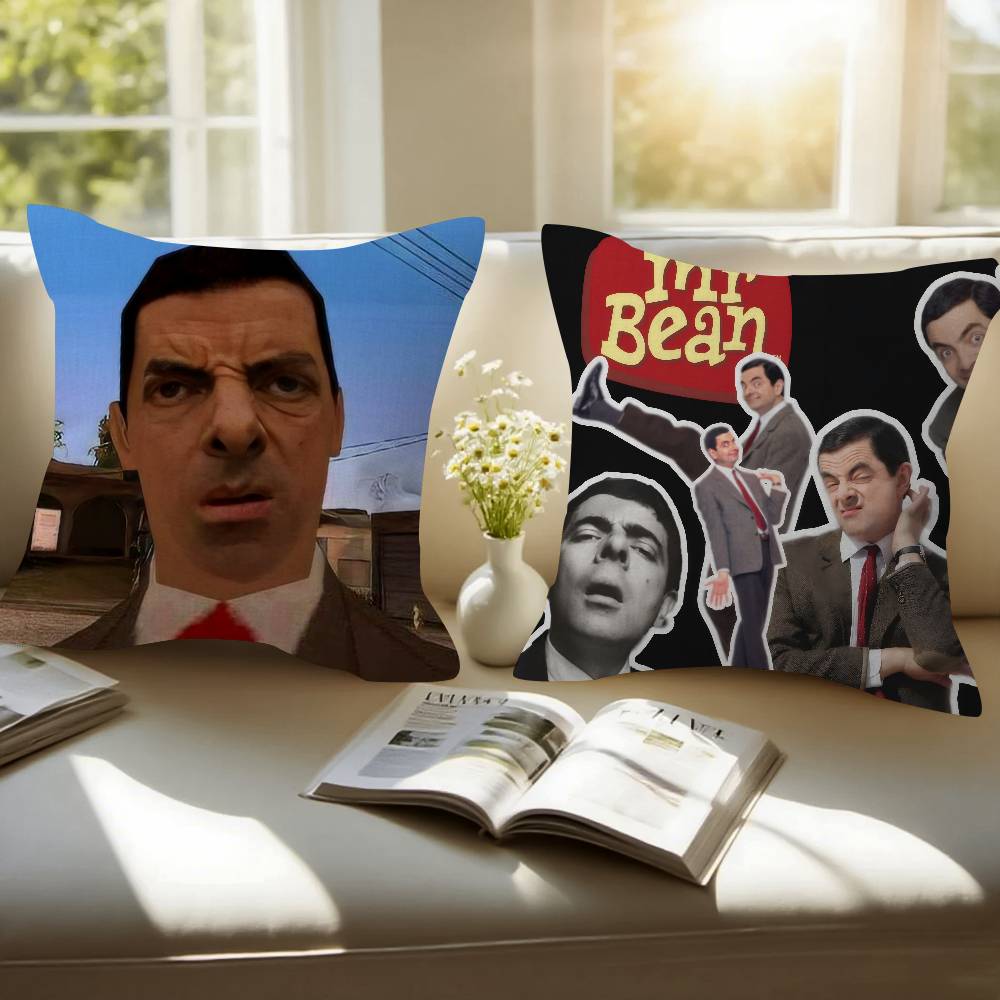 Funny Mr Bean Anime Pillow Cover For Bedroom Room And Living Room Sofa Decorative Cushion Cover