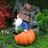 Garden Pumpkin Gnome Figurine Holding Snail Sitting Dwarf Elf Resin Statue Sculpture Indoor Outdoor Thanksgiving Harvest Festival Fall Desktop