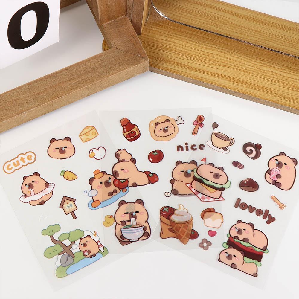 5pcs Funny Orange Capybara Stickers Capybara Cartoon Kapibara Stickers  Toddlers
