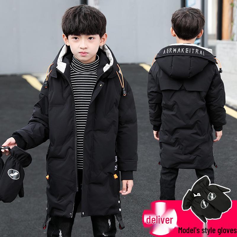 Boys' Winter Mid-Length Cotton Coat 2024 - Thick, Trendy Down Jacket for Kids