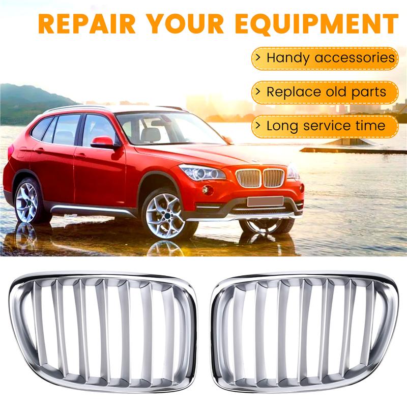 Superior-1Pair Front Bumper Upper Center Grille Chrome For BMW X1 Series E84 2010-2012 51112993307, 51112993308