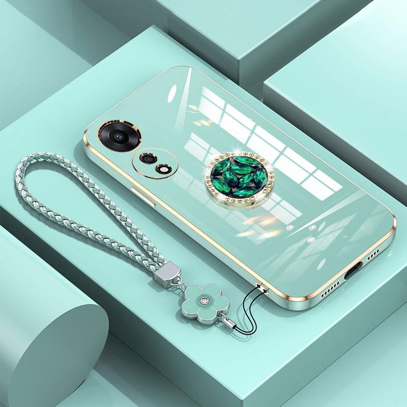 A98 5G Case Luxury Diamond Ring Cover For OPPO A98 2023 CPH2529 A78 A58 A16 A17 A38 Phone Case With Lanyard Plating Case A 98