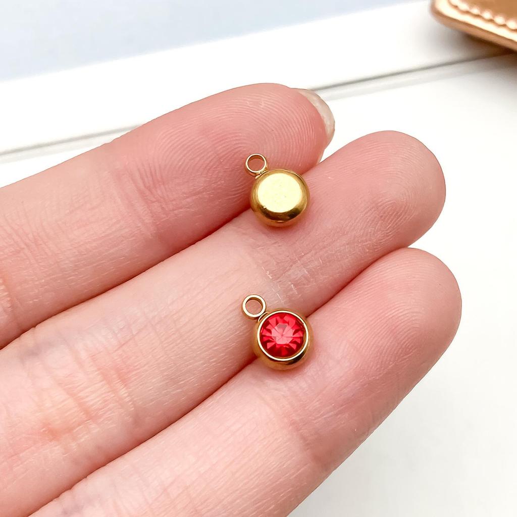 Gold Stainless Steel Zodiac Birthstone Jewelry: Necklace, Bracelet, Pendant with Colored Diamond Accents