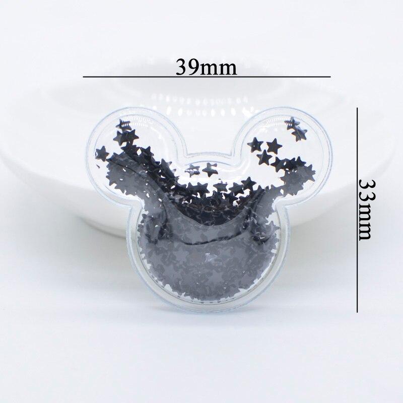 16Pcs 39*33mm Transparent Mouse Head Patches Filling Black Star Sequin Applique Flatback Scrapbooking Ornament Accessories