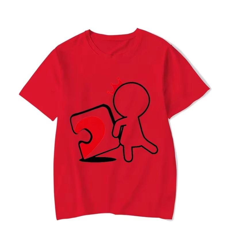 Cartoon Girl Boy Heart Puzzle Print Couple T-Shirt Short Sleeve Loose King Queen Tshirts Trend Lovers Shirt Unisex Tees