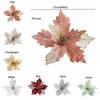 2Pcs/set Glitter Artificial Christmas Flowers Simulation Xmas Tree Ornaments  Christmas