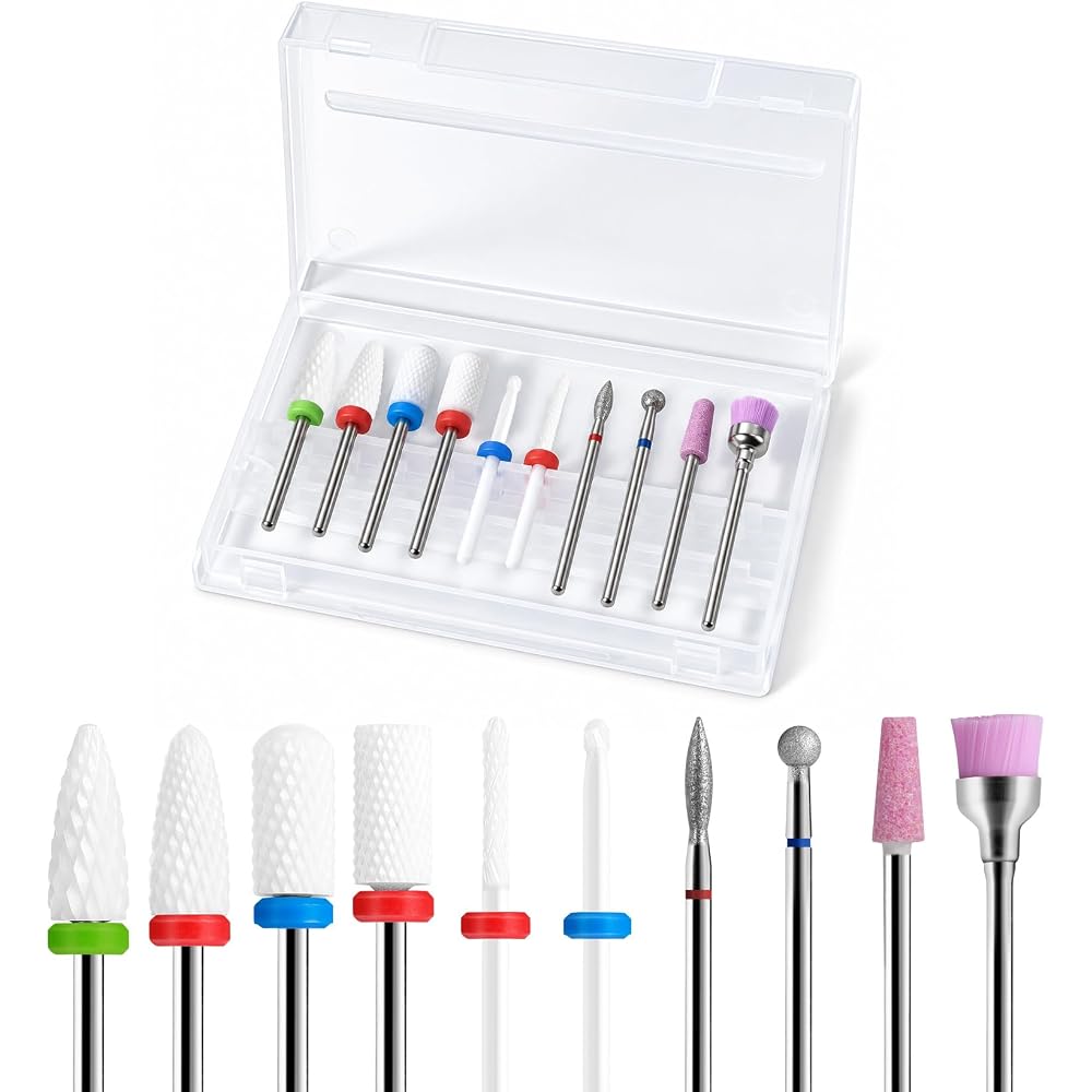 Annhua Ceramic Nail Bits Set 10 Types 2.35mm for Nail Machine Cuticle Care