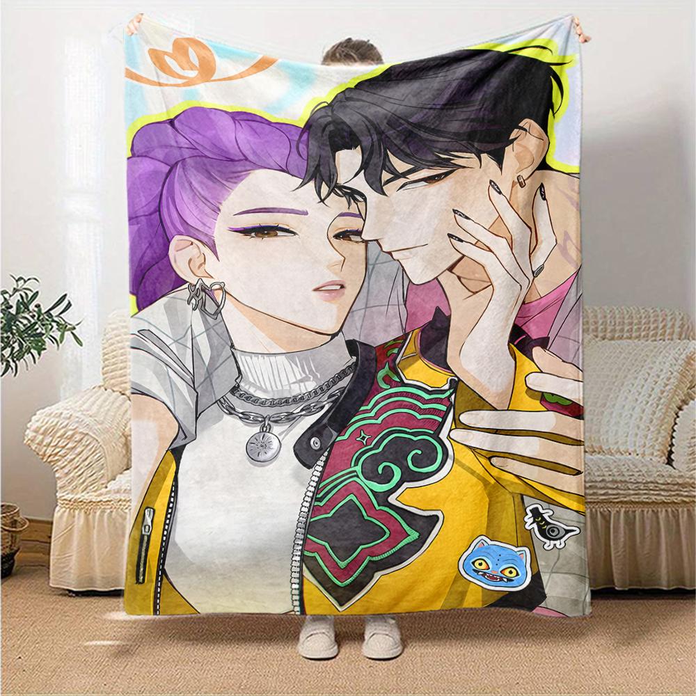 1pc KPop Demon Hunters19 Blanket, Gift, for Men and Women, Soft Blanket, Good for Sofa Bed Couch Travel, Lightweight Flannel Blanket