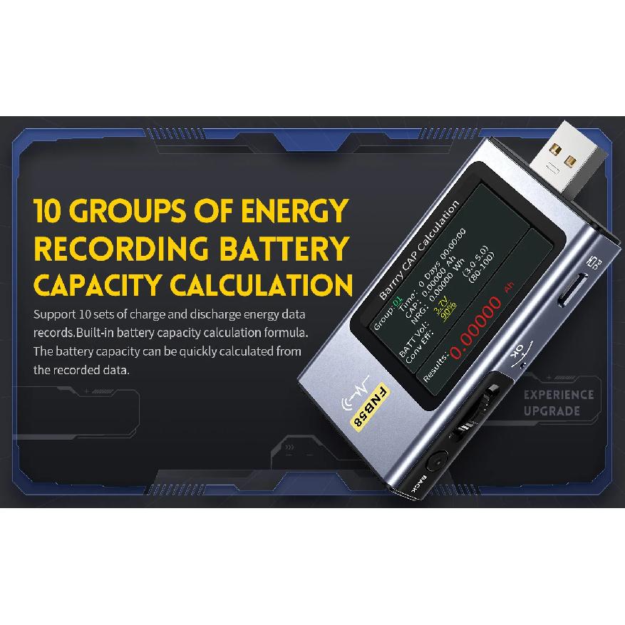 FNIRSI-FNB58 PD USB Tester Digital Voltmeter Ammeter Type-C Fast Charge Detection Trigger Capacity Ripple Measurement