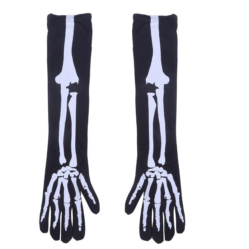 Halloween Skull Gloves Lightweight Full Finger Skeleton Cycling Gloves Costume Cosplay Equipment Accessories for Men Women Kids