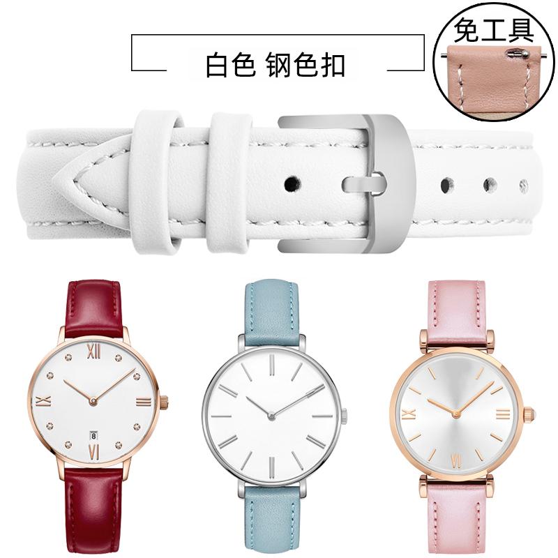 

10 12mm 14mm 15mm 16mm 18m Quick Release Strap Women Genuine Leather White Red pink blue Cowhide Watch Band Bracelet Accessories 18mm