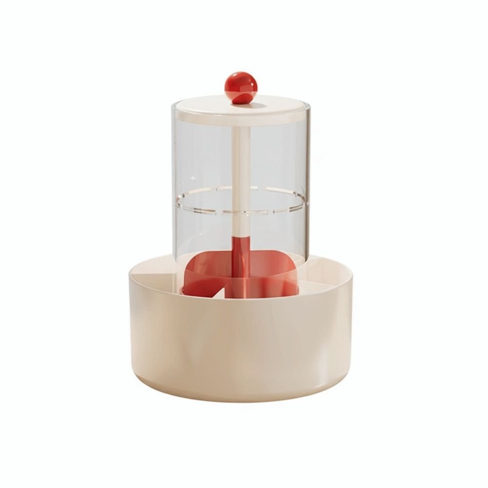 4 Slots Makeup Brush Holder Plastic Material Press Type Cosmetic Storage Box 360-Degree Rotatable Lifting Design