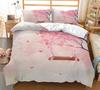 Spring Flower Duvet Cover King Size Double Bed Pink Cherry Blossom Bedding Set for Girls Teens Adults Room Decoration 3 Pcs