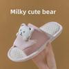 Women's Cartoon Bear Open-Toe Linen Slippers - Cozy Indoor Footwear for All Seasons