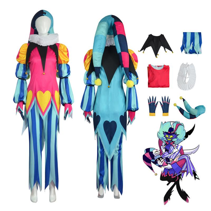 Hazbin Hotel Fizzarolli Cosplay Kostuum The Amazing Digital Circus Pomni Pierrot Harlekijn Clown Outfit Halloween Feestkostuum S