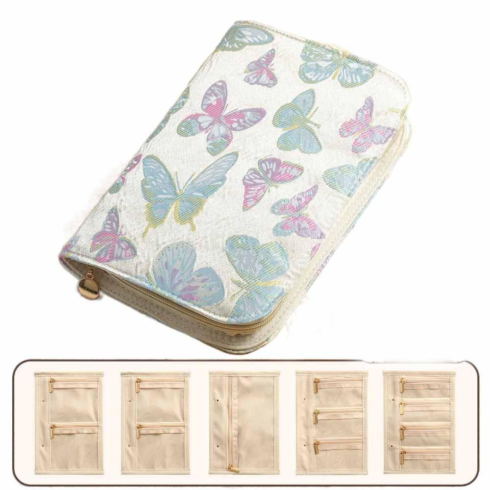 

Flower Pattern Jewelry Storage Bag Anti-oxidation Grid Storage Jewelry Organizer Multi-layer with Zipper