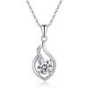Twisted Teardrop Frame Prong Set Round Cubic Zirconia Pendant Elegant Women Clavicle Sweater Necklace