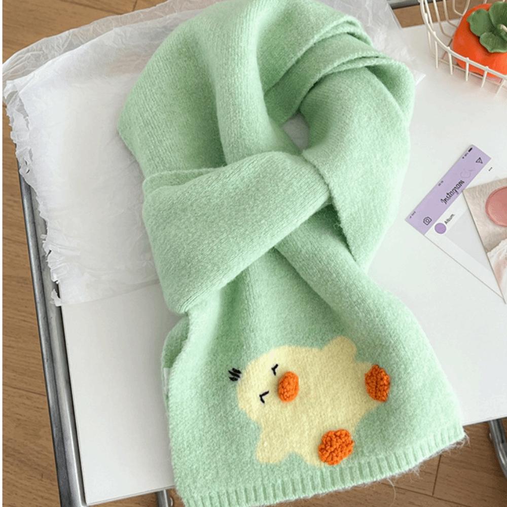 Sweet Cashmere Knitted Scarf Colorful Winter Neck Warmer Panda Cartoon Embroidery Scarf  Daily