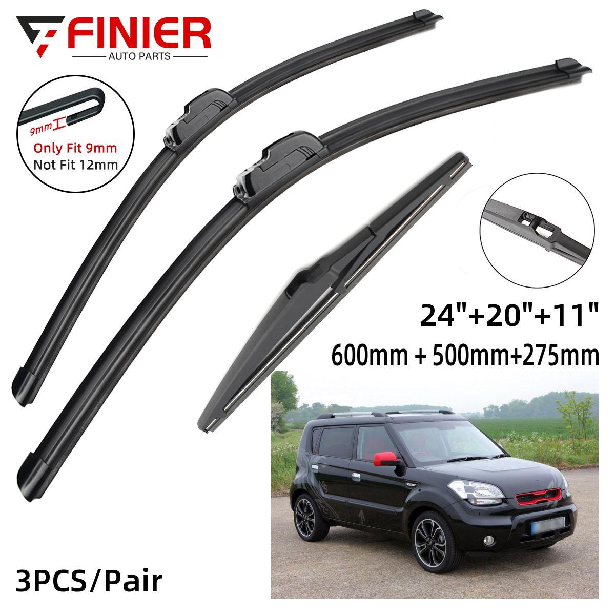 

3 шт. Щетки стеклоочистителя для KIA Soul MK1 2009-2013 24 20 11 Fit Переднее лобовое стекло Ветровое стекло Стекло Щетки Резак Аксессуары 2009 2010 2011 2012 2013