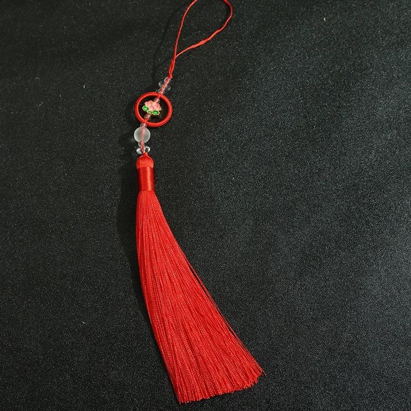 

Chinese Retro Auspicious Lotus Beaded Tassel Fringe Women s Handbag Cheongsam & Hanfu Decoration Folding Fan Sachet Car Pendant 15cm красный
