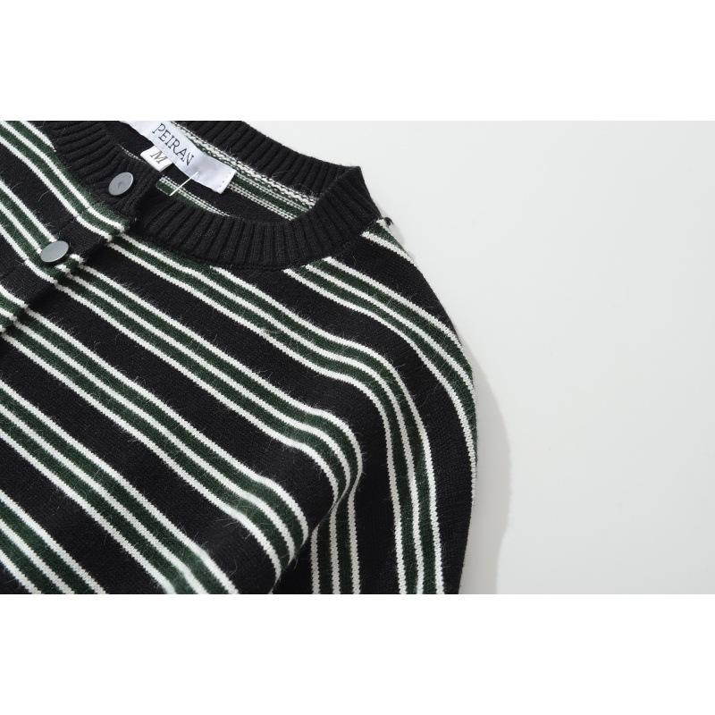 European & American Style 2025 Striped Cardigan Sweater & Shorts Set