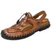 British Style Summer Sandals Handmade Soles Men's Leather Camping Shoes Classic Brown Men's Beach Casual Shoes Big Size  38-48