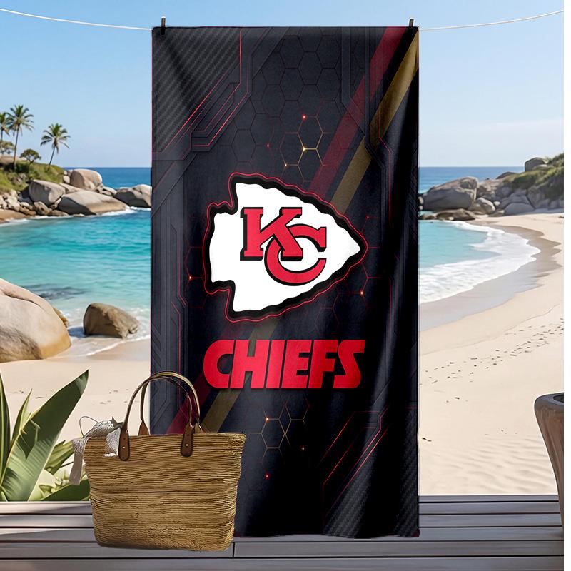 Kansas City Chiefs Print Beach Towel Soft Portable Quick?dry Towel For Pool Summer Vacation Outdoor Sport