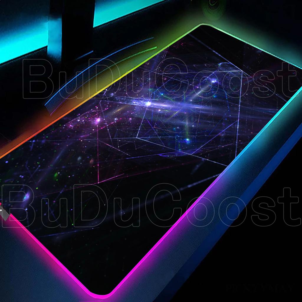 RGB Cool Geometric Shape Starry Sky Mouse Pad Gaming Geometry Luminous Anti Slip Computer Office Rubber Cool Mouse Pad Desk Pads