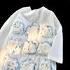 "Vintage Japanese Flocked Bunny Cotton Loose Fit Women's T-Shirt (Short Sleeves)"