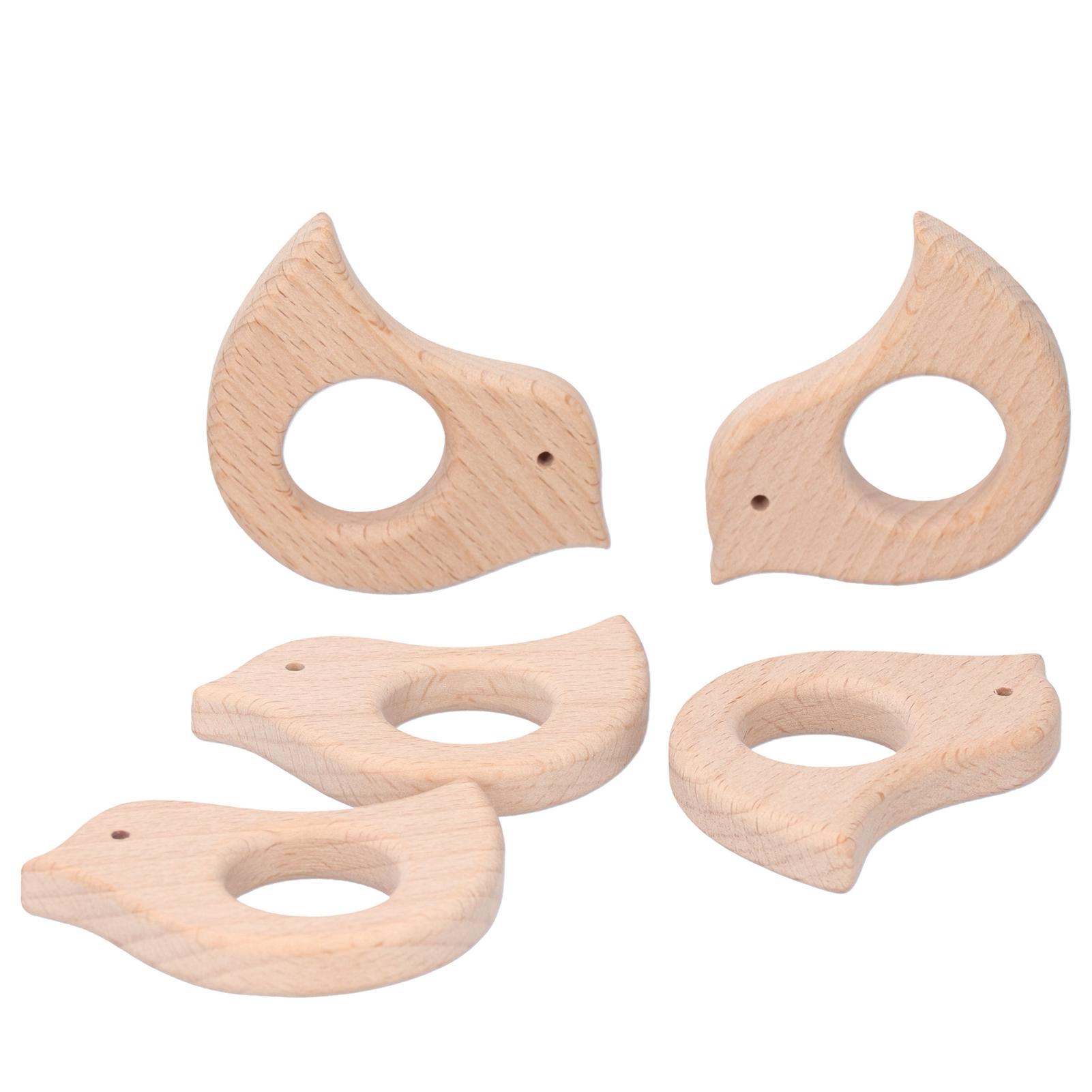 

5Pcs Bird Shape Baby Teether Pain Relief Wooden Teething Toys DIY Pendent Handiwork Accessory