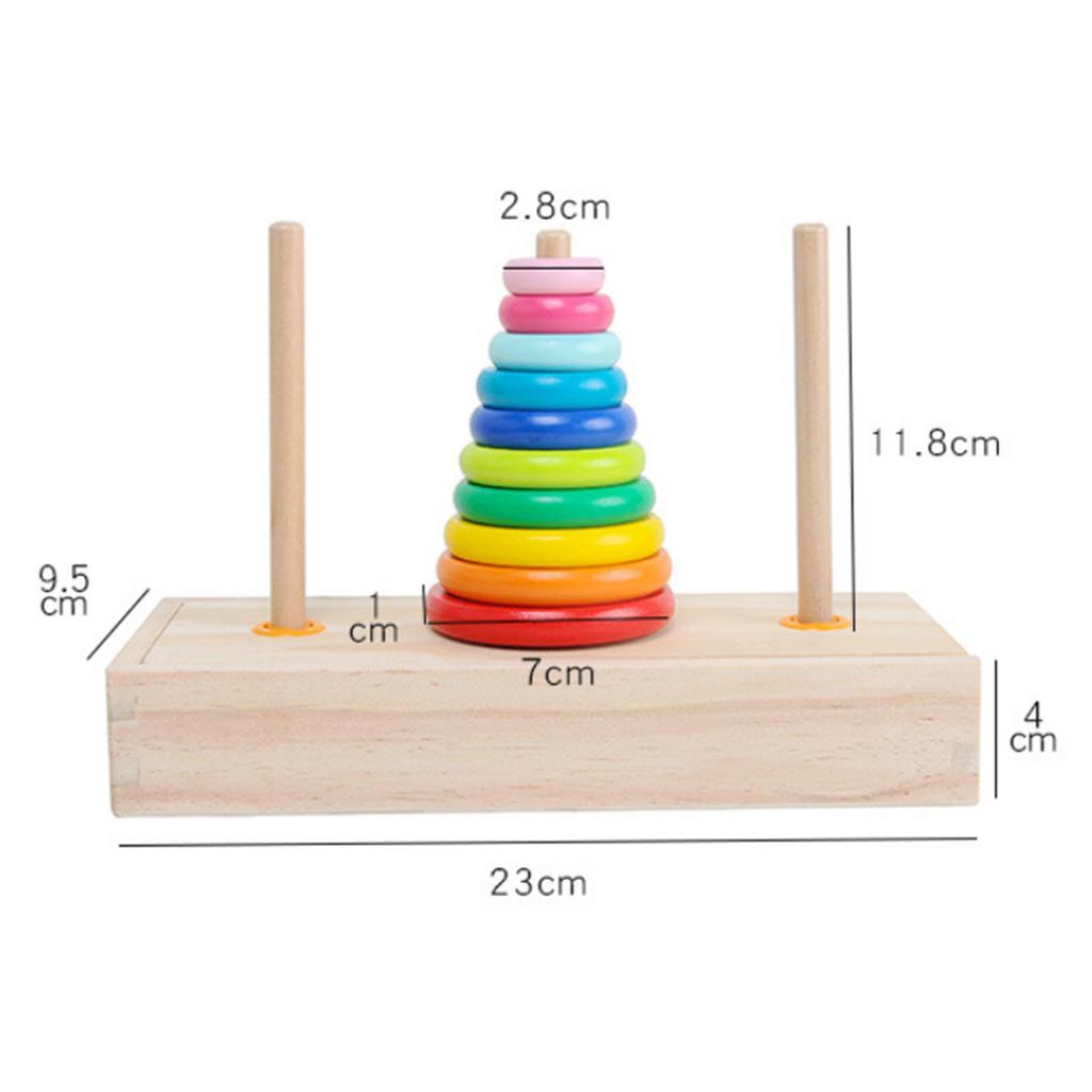 10 Rings Puzzle Game Wooden Tower rly Educational Logic Thinking Block Game Toy for Kids