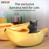 Banana Cat Bed Super Soft House Lovely Banana Boat Semi-Closed Warm Pet Bed Cat Accessories Dog Bed Banana Cushions with a Lid