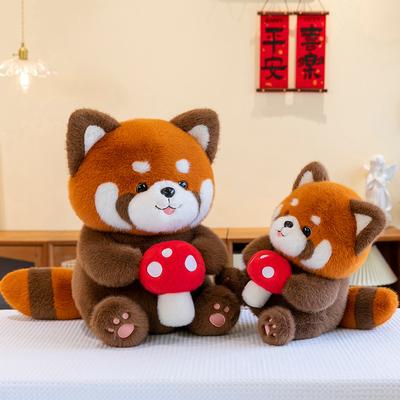 Cute Gugu Red Panda Plush Toy Mushroom Raccoon Home Ornament Ring Gift Children's Birthday Gift