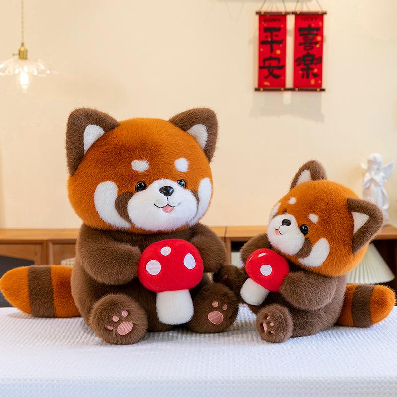 Cute Gugu Little Panda Plush Toy Mushroom Raccoon Home Decoration Ring Gift Children's Birthday Gift