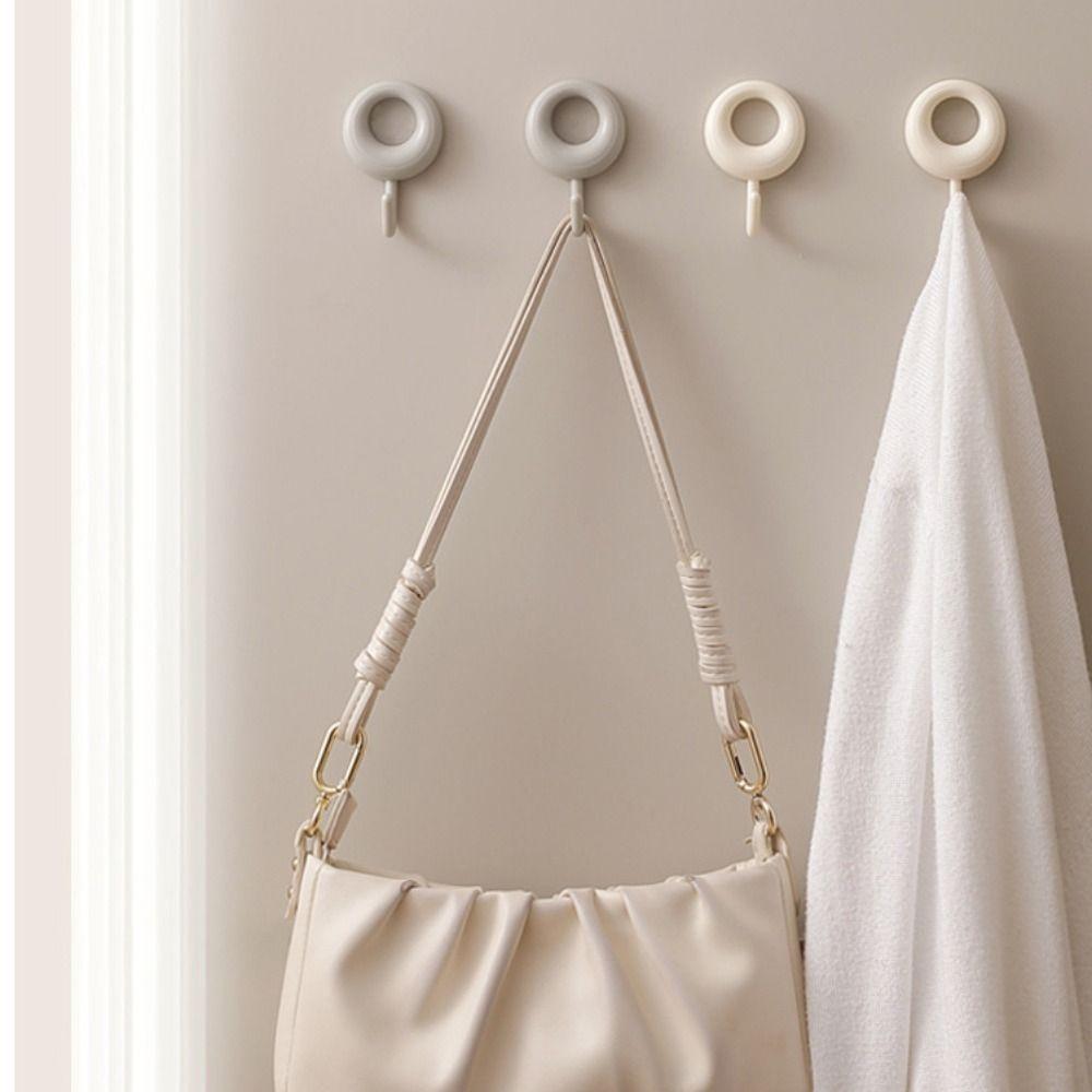 

4Pcs Self Adhesive Circular Hooks Plastic Wall Hanger Creative Key Holder Home
