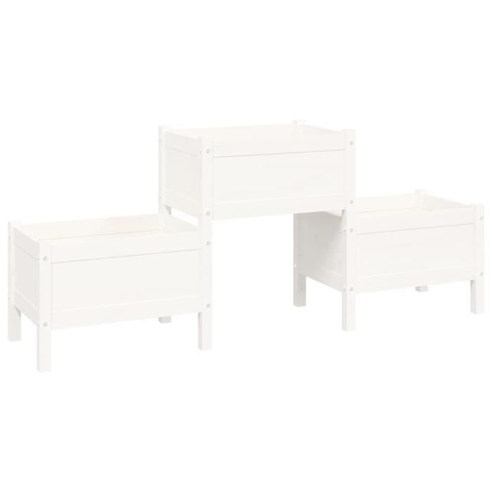 822248 vidaXL Planter White 178.5x44x75 Cm Solid Pine Wood