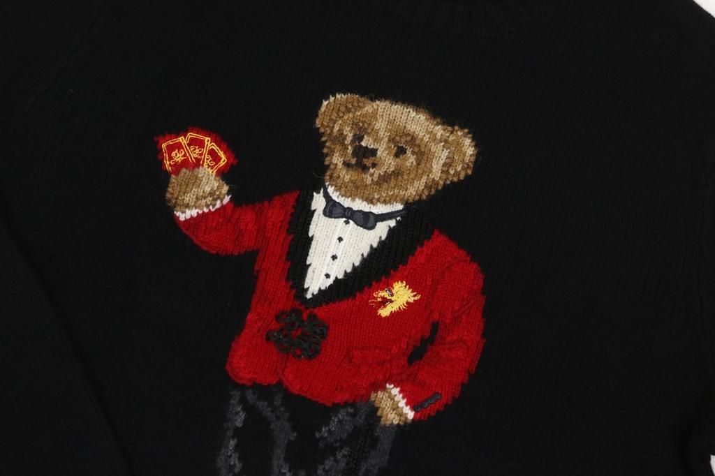 POLO RALPH LAUREN Polo Bear Wool Crew Neck Sweater with Size Black Men's Card, L, (Product Code 01020109)
